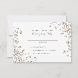Lieblich winzige grüne Blätter Whimsical Wedding R RSVP Karte