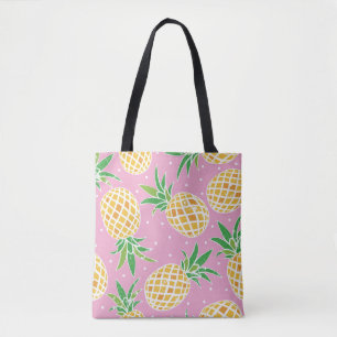 Liebliche Ananas auf grunge rosa Polka Punkte Back