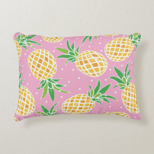Liebliche Ananas auf grunge rosa Polka Punkte Back Dekokissen