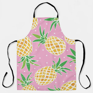 Liebliche Ananas auf grunge rosa Polka Punkte Back Schürze