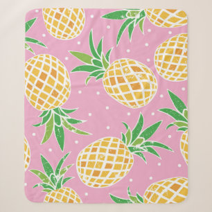 Liebliche Ananas auf grunge rosa Polka Punkte Back Sherpadecke