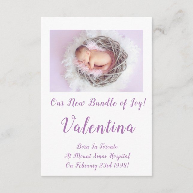 Liebliche Baby Girl Announccard Begleitkarte (Vorderseite)