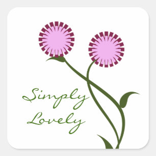 Liebliche Blooms Square Stickers, Lavender Quadratischer Aufkleber
