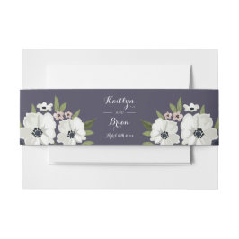 Liebliche Blumen-Einladung Bauchband - lila Einladungsbanderole