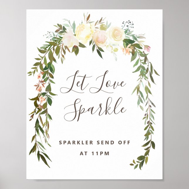 Liebliche Blumenhochzeit Lassend Liebe Sparkle Sig Poster (Vorne)