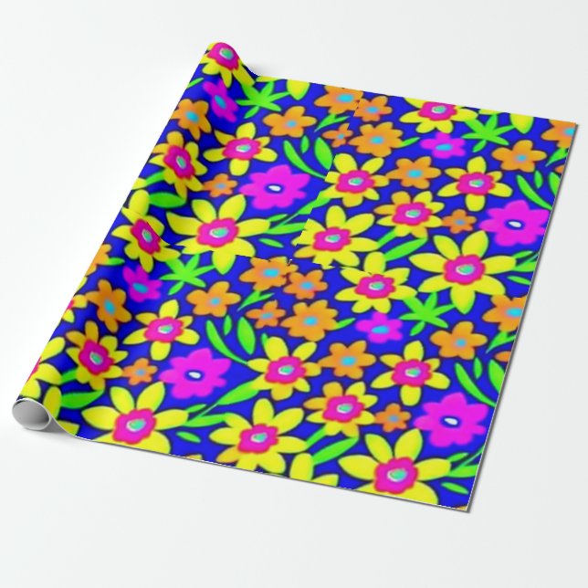Liebliche bunte Blume Umschlagpapier Geschenkpapier (Ungerollt)