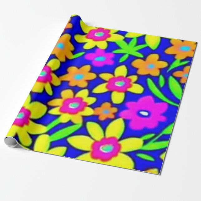Liebliche bunte Blume Umschlagpapier Geschenkpapier (Ungerollt)