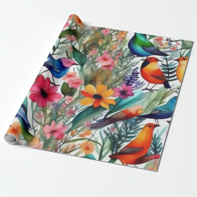 Liebliche bunte Blume Umschlagpapier Geschenkpapier (Ungerollt)