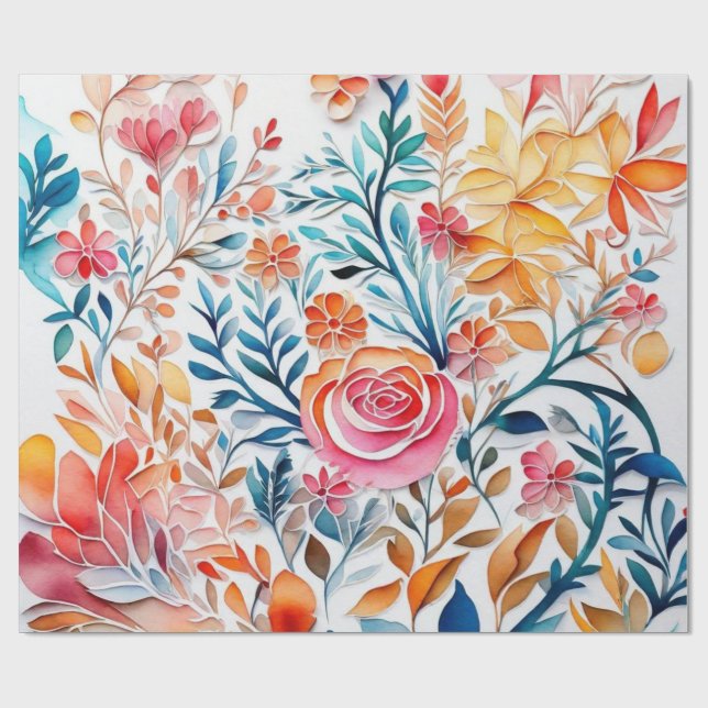 Liebliche bunte Blume Umschlagpapier Geschenkpapier (Flach)
