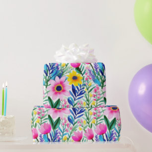 Liebliche bunte Blume und Vögel Umschlagpapier Geschenkpapier