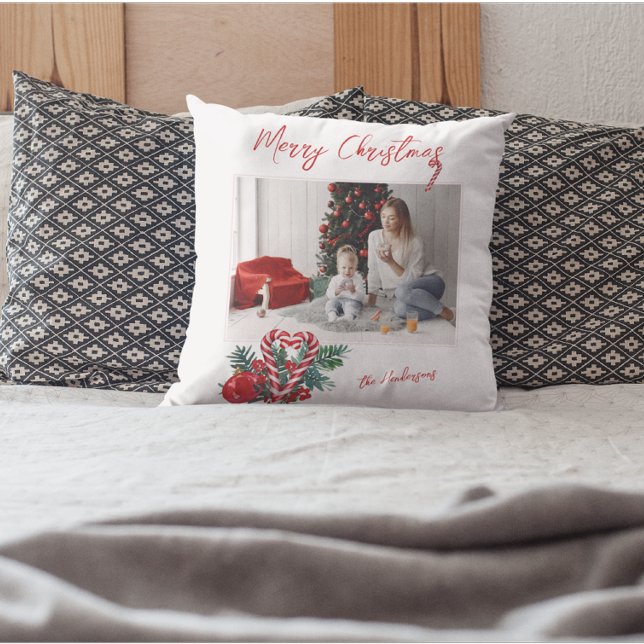 Liebliche Candy Canes | Foto der Weihnachtsfamilie Kissen (Von Creator hochgeladen)