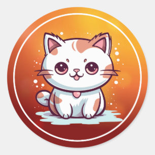 Liebliche Cat Kawaii Style Clipart-47758 Runder Aufkleber