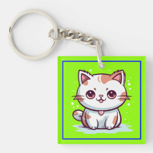 Liebliche Cat Kawaii Style Clipart-47758 Schlüsselanhänger