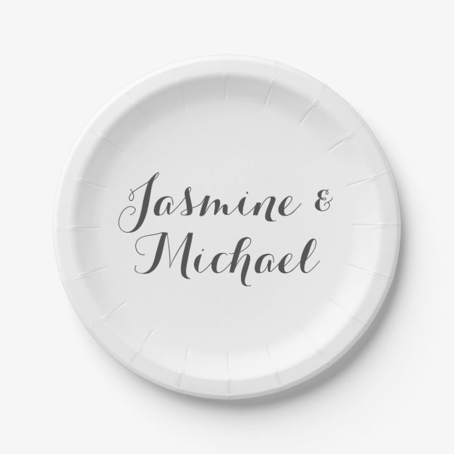 Liebliche Chic Calligraphy Couple Names Pappteller (Vorderseite)
