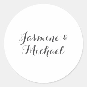 Liebliche Chic Calligraphy Couple Names Runder Aufkleber