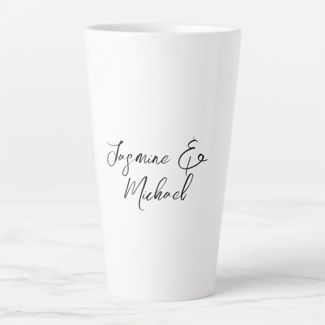 Liebliche Chic Calligraphy Names Hochzeiten Milchtasse (Vorderseite)