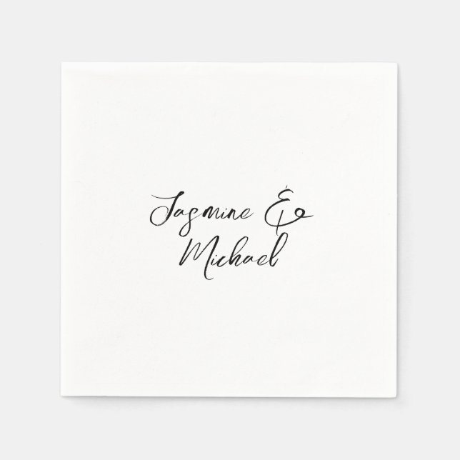 Liebliche Chic Calligraphy Names Hochzeiten Serviette (Vorderseite)