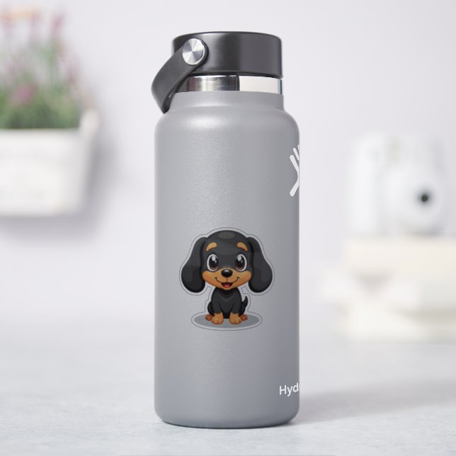 Liebliche Dackel Welpe - Chibi Style Aufkleber (HydroFlask)