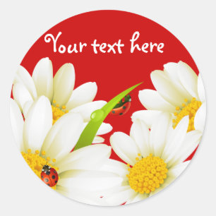 Liebliche Daisies- und Ladybugs-Stickers Runder Aufkleber