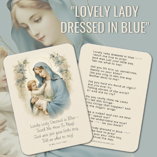 Liebliche Dame in blauem Gedicht Maria und Jesus v Visitenkarte
