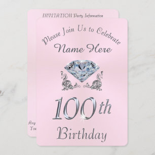 Liebliche Einladungen der 100. Geburtstagsparty vo