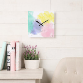 Liebliche Farben mit einer sanften Note Quadratische Wanduhr