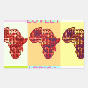 Liebliche farbenfrohe Afrika-Karte Pop-Art-Muster- Rechteckiger Aufkleber