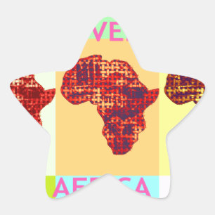 Liebliche farbenfrohe Afrika-Karte Pop-Art-Muster- Stern-Aufkleber