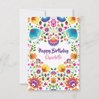 Liebliche Folklore Happy Birthday Card Dankeskarte