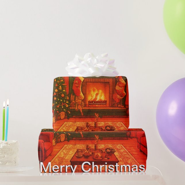 Liebliche gemütliche Weihnachtsfamilie Ansammlung Geschenkpapier (Partygeschenke)