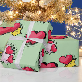 Liebliche Geschenke aus dem Comic in Rot und Schwa Geschenkpapier