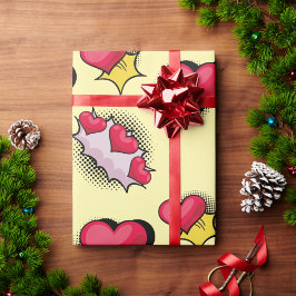 Liebliche Geschenke aus dem Comic in Rot und Schwa Geschenkpapier