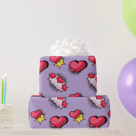 Liebliche Geschenke aus dem Comic in Rot und Schwa Geschenkpapier