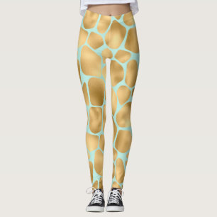 Liebliche Giraffe Spots Minze und Gold Leggings