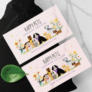 Liebliche, glückliche Haustierpflege, rosa Visitenkarte