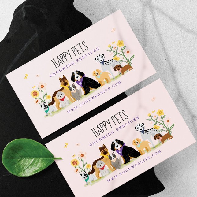 Liebliche, glückliche Haustierpflege, rosa Visitenkarte (Von Creator hochgeladen)
