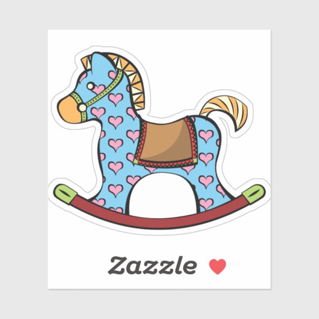 Liebliche Hearts Rocking Horse Contour Sticker (Blatt)