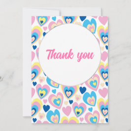 Liebliche Herzen. Flache Dankeskarte