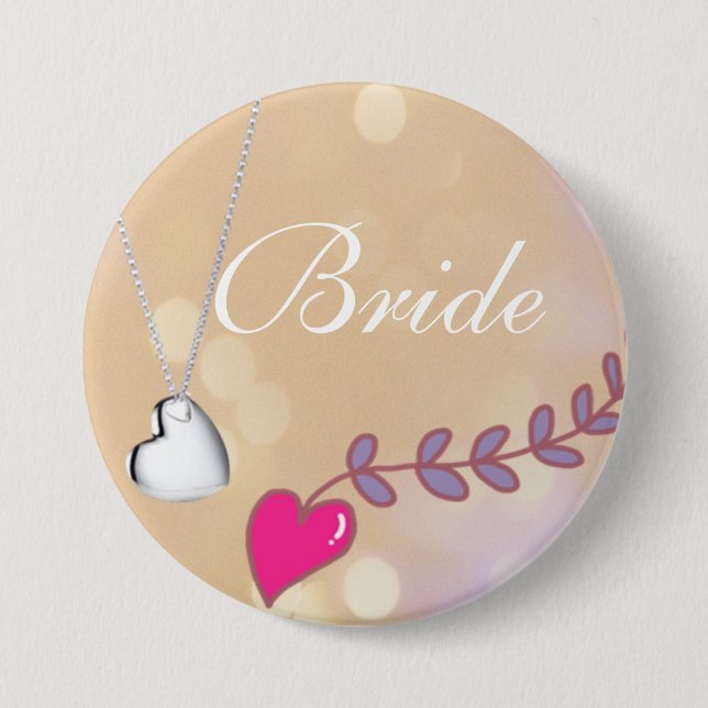 Liebliche Hochzeit in Rosa und Silber Button (Vorderseite)