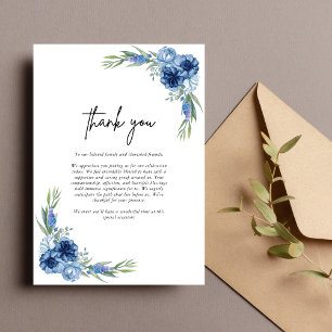 Liebliche Hochzeit mit Blauer Flora Dankeskarte