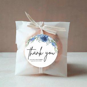 Liebliche Hochzeit mit Blauer Flora Runder Aufkleber