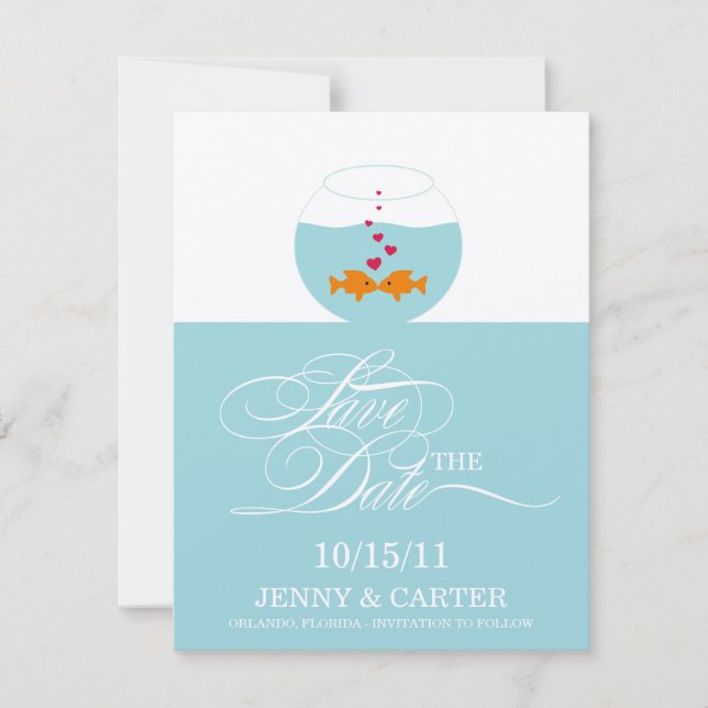 Liebliche Hochzeit von Fischen speichern Datum Ank Save The Date (Vorderseite)