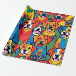 Liebliche Hunde bunte Hunde Haustiere Schwänze Pap Geschenkpapier