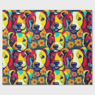 Liebliche Hunde bunte Hunde Haustiere Schwänze Pap Geschenkpapier