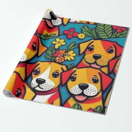 Liebliche Hunde bunte Hunde Haustiere Schwänze Pap Geschenkpapier