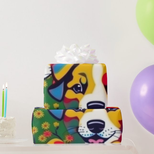 Liebliche Hunde bunte Hunde Haustiere Schwänze Pap Geschenkpapier (Partygeschenke)