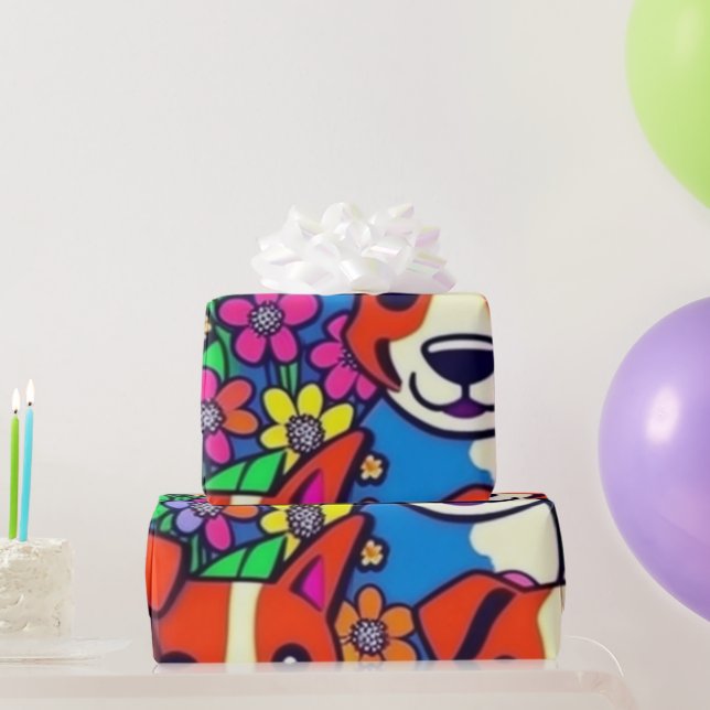 Liebliche Hunde bunte Hunde Haustiere Schwänze Pap Geschenkpapier (Partygeschenke)