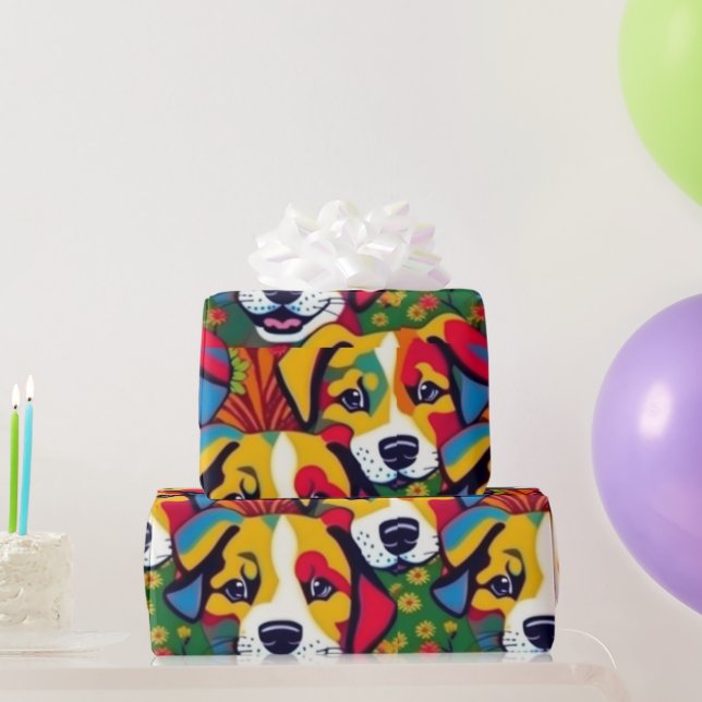 Liebliche Hunde bunte Hunde Haustiere Schwänze Pap Geschenkpapier (Partygeschenke)