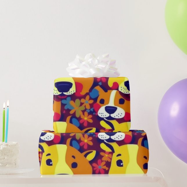 Liebliche Hunde bunte Hunde Haustiere Schwänze Pap Geschenkpapier (Partygeschenke)