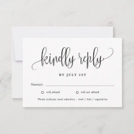 Liebliche Kalligrafie EDITABLE FARBE RSVP Card LCC Dankeskarte